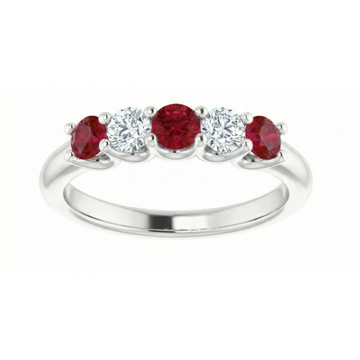 Round Natural Earth Mined Diamond Ruby Stone Ring 2 Carats White Gold 14K Jewelry