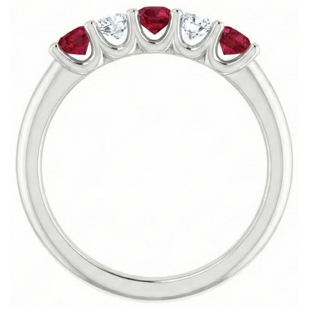 Round Natural Earth Mined Diamond Ruby Stone Ring 2 Carats White Gold 14K Jewelry