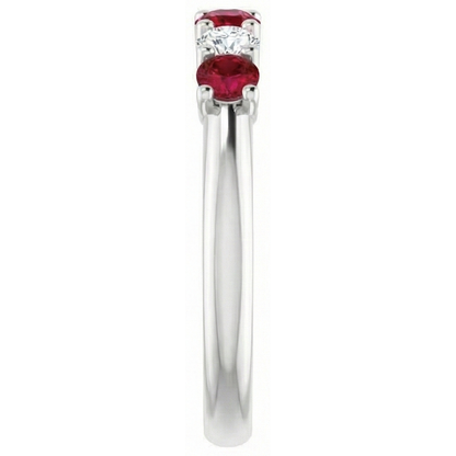 Round Natural Earth Mined Diamond Ruby Stone Ring 2 Carats White Gold 14K Jewelry
