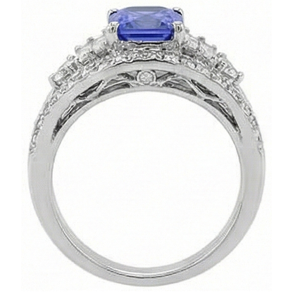 Round Natural Earth Mined Diamond Sapphire Ring Open Eye Style Split Shank 2.50 Carats