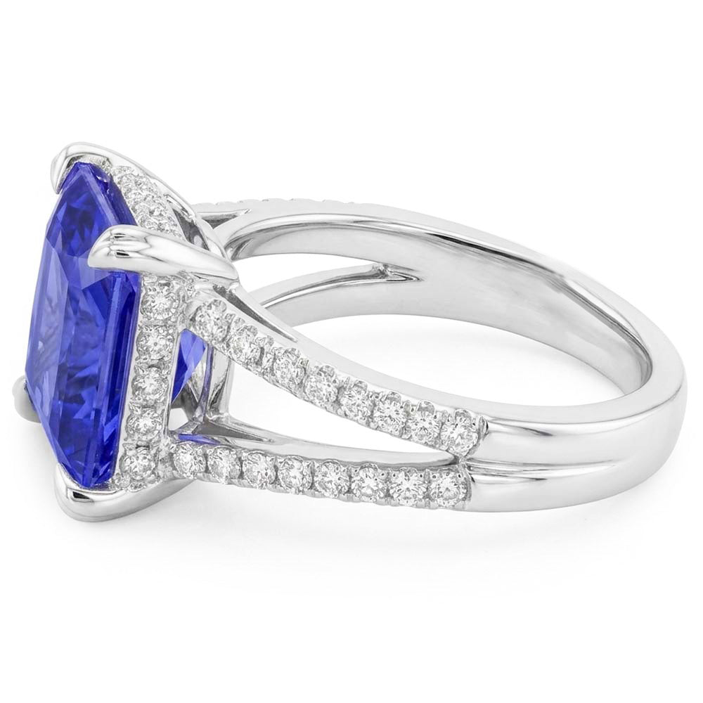Round Natural Earth Mined Diamond Srilankan Sapphire Ring Split Shank 5 Carats Womens Gold