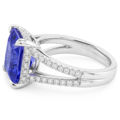 Round Natural Earth Mined Diamond Srilankan Sapphire Ring Split Shank 5 Carats Womens Gold
