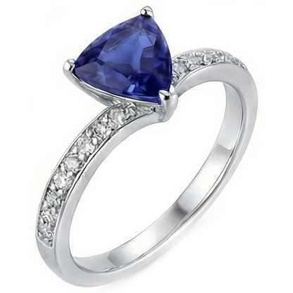 Round Natural Earth Mined Diamond Trillion Sapphire Ring Enhancer 2.50 Carats Gold 14K
