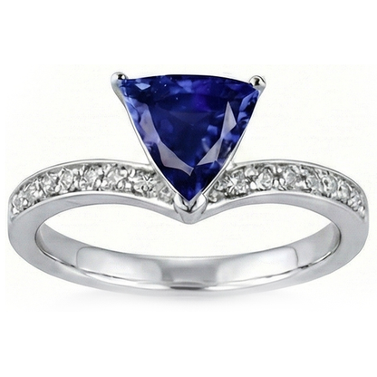 Round Natural Earth Mined Diamond Trillion Sapphire Ring Enhancer 2.50 Carats Gold 14K