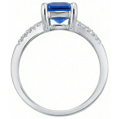 Round Natural Earth Mined Diamond Wedding Ring Blue Sapphire Split Shank 2 Carats