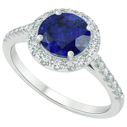 Natural Sapphire Ring 2.50ct - White Gold 14K