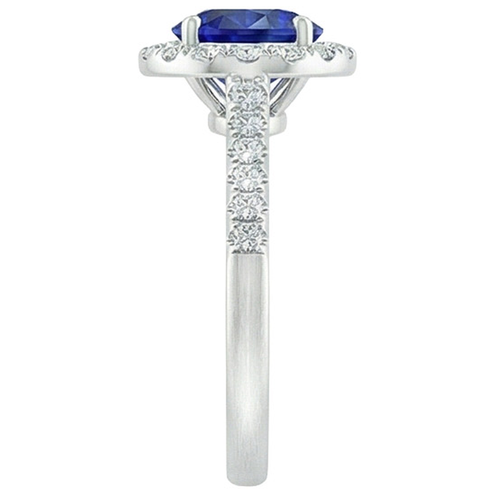 natural round sapphire 2.50ct ring profile view