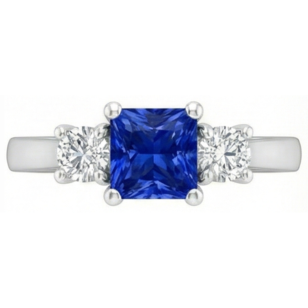 natural round sapphire 1.25ct ring top view