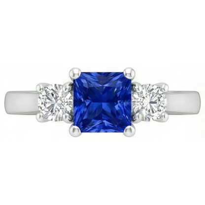 natural round sapphire 1.25ct ring top view