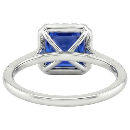 Round Natural Earth Mined Diamond & Blue Sapphire Engagement Ring With Accents 6 Carats