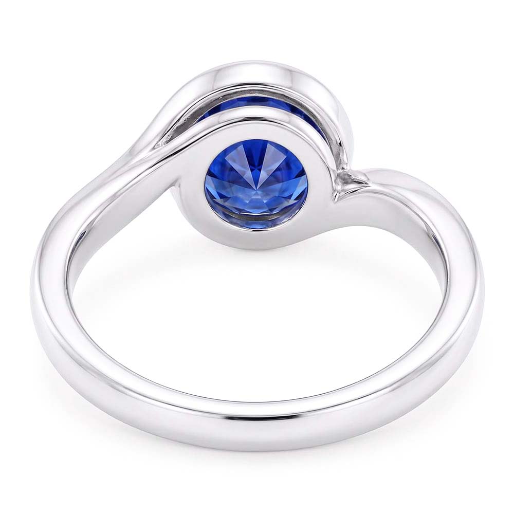 Round Natural Earth Mined Diamond & Blue Sapphire Ring 2.50 Carats Bypass Style Gold Shank