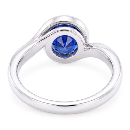 Round Natural Earth Mined Diamond & Blue Sapphire Ring 2.50 Carats Bypass Style Gold Shank