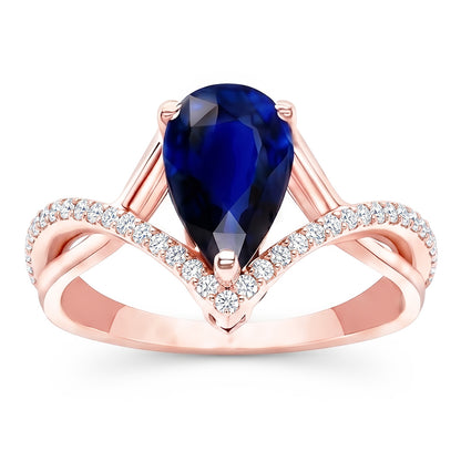 Round Natural Earth Mined Diamond & Oval Blue Sapphire Engagement Ring 4.50 Carats Gold