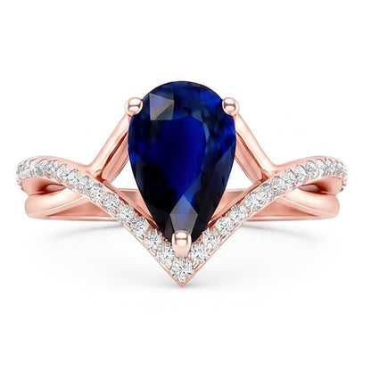 Round Natural Earth Mined Diamond & Oval Blue Sapphire Engagement Ring 4.50 Carats Gold