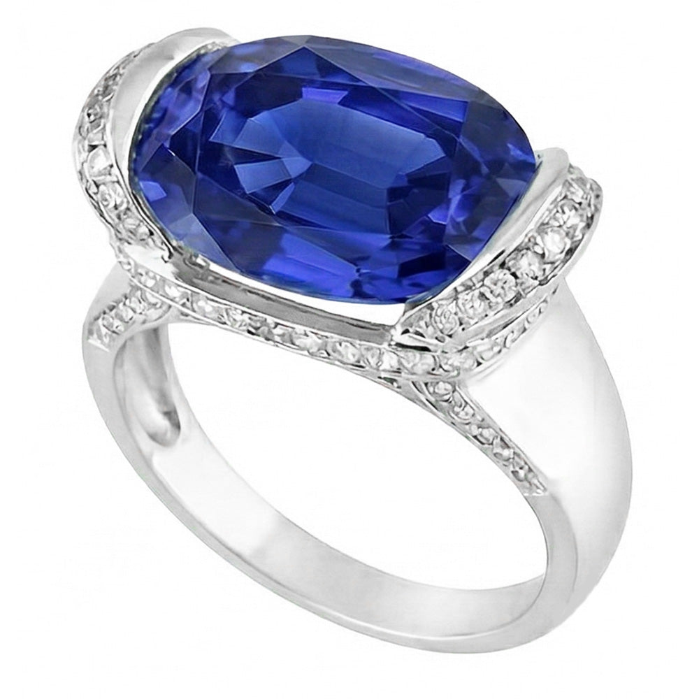 natural round sapphire 5.50ct ring front view