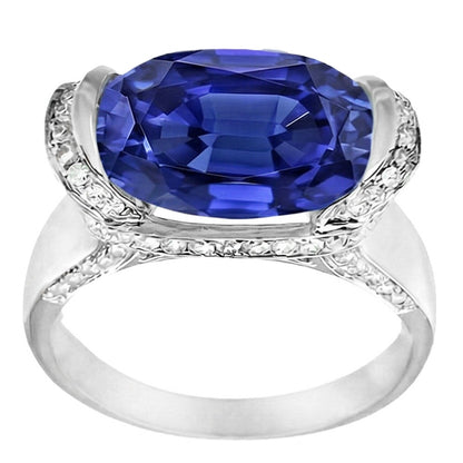 natural round sapphire 5.50ct ring close up detail