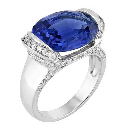 natural round sapphire 5.50ct ring top view