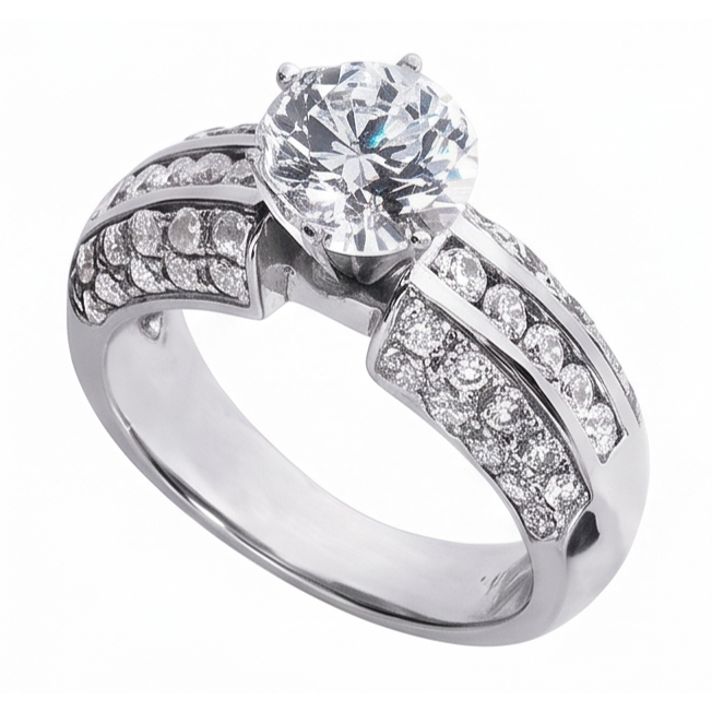 Round Natural Earth Mined Diamonds Anniversary Ring 2.25 Carats White Gold 14K Jewelry
