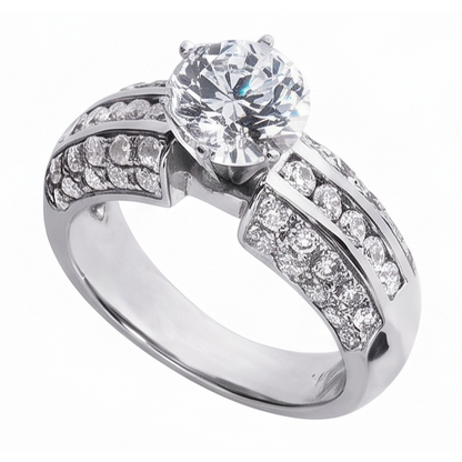Round Natural Earth Mined Diamonds Anniversary Ring 2.25 Carats White Gold 14K Jewelry