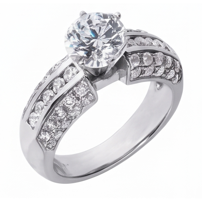 Round Natural Earth Mined Diamonds Anniversary Ring 2.25 Carats White Gold 14K Jewelry