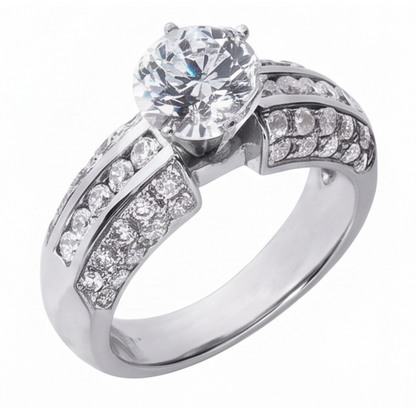 Round Natural Earth Mined Diamonds Anniversary Ring 2.25 Carats White Gold 14K Jewelry
