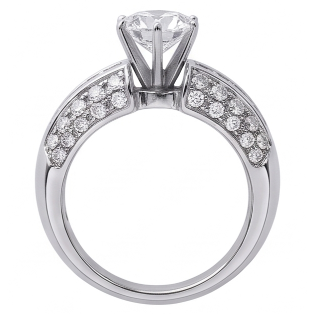 Round Natural Earth Mined Diamonds Anniversary Ring 2.25 Carats White Gold 14K Jewelry