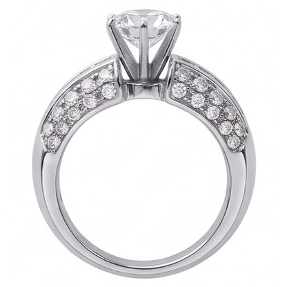 Round Natural Earth Mined Diamonds Anniversary Ring 2.25 Carats White Gold 14K Jewelry