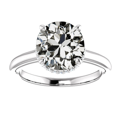Round Old Mine Cut Real Natural Earth Mined Diamond Ring 4 Prong Set Gold 6.50 Carats
