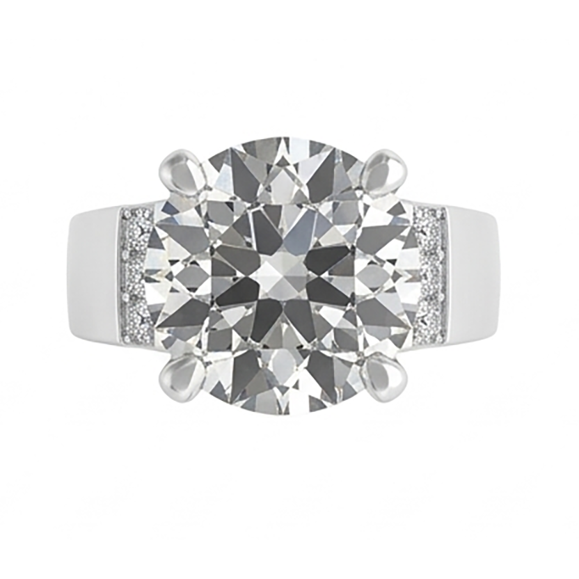 Round Old Miner Lab Grown Diamond Men’s Ring 2.50 Carats White Gold 10K
