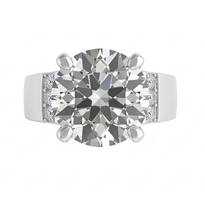 Round Old Miner Lab Grown Diamond Men’s Ring 2.50 Carats White Gold 10K