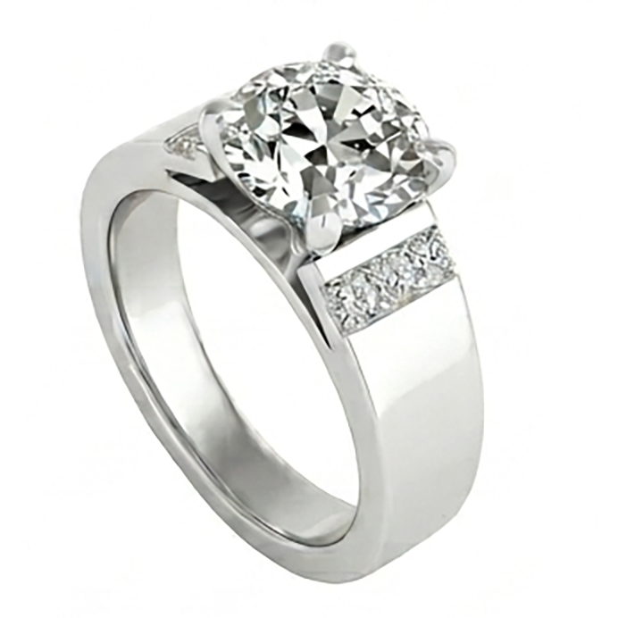 Round Old Miner Lab Grown Diamond Men’s Ring 2.50 Carats White Gold 10K