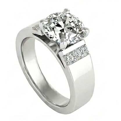 Round Old Miner Lab Grown Diamond Men’s Ring 2.50 Carats White Gold 10K