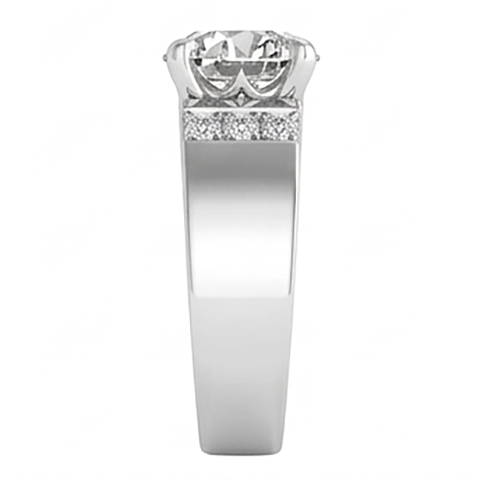 Round Old Miner Lab Grown Diamond Men’s Ring 2.50 Carats White Gold 10K
