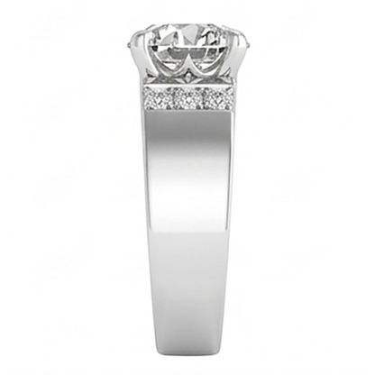 Round Old Miner Lab Grown Diamond Men’s Ring 2.50 Carats White Gold 10K