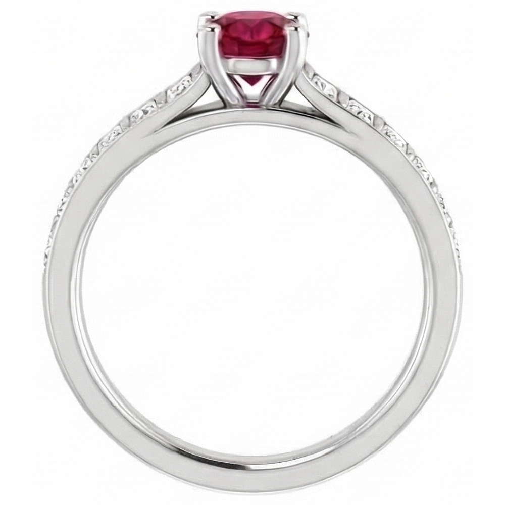 Round Ruby and Princess Natural Earth Mined Diamond Ring 2 Carats White Gold 14K