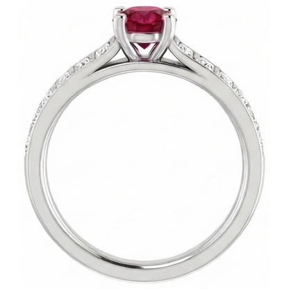 Round Ruby and Princess Natural Earth Mined Diamond Ring 2 Carats White Gold 14K