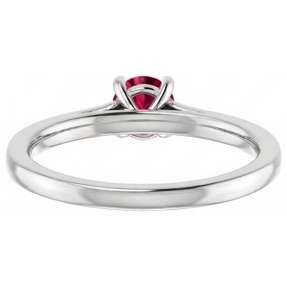 Round Ruby and Princess Natural Earth Mined Diamond Ring 2 Carats White Gold 14K