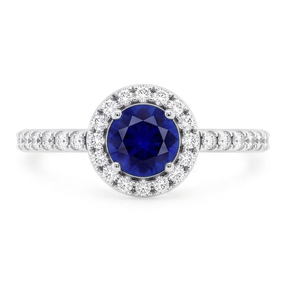 Round Sapphire Halo Ring 2.50 Carats Sparkling Natural Earth Mined Diamond Jewelry