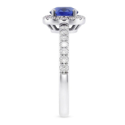 Round Sapphire Halo Ring 2.50 Carats Sparkling Natural Earth Mined Diamond Jewelry