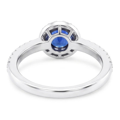 Round Sapphire Halo Ring 2.50 Carats Sparkling Natural Earth Mined Diamond Jewelry