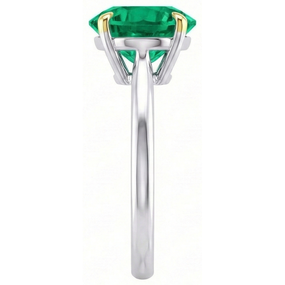 Natural Real ( Not Lab Grown ) Round Shape Green Emerald GIA Birthstone Ring