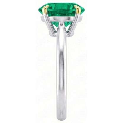 Natural Real ( Not Lab Grown ) Round Shape Green Emerald GIA Birthstone Ring
