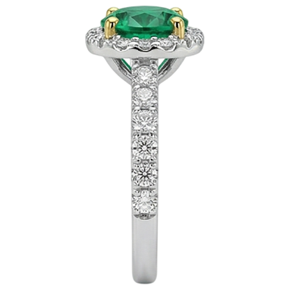 Natural Real ( Not Lab Grown ) Round Shaped Green Emerald GIA Engagement Ring