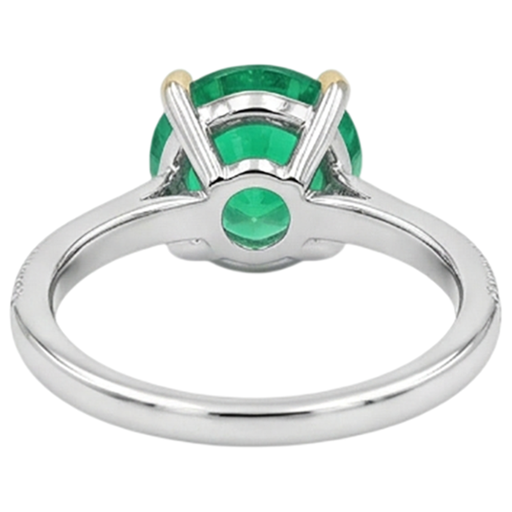 Natural Real ( Not Lab Grown ) Round Solitaire Green Emerald GIA With Accents Engagement Ring