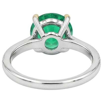 Natural Real ( Not Lab Grown ) Round Solitaire Green Emerald GIA With Accents Engagement Ring