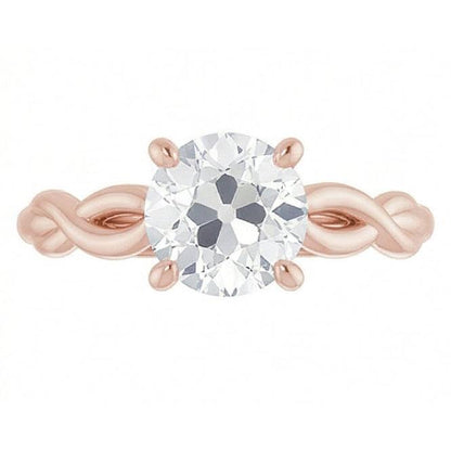natural round diamond 2ct ring side angle