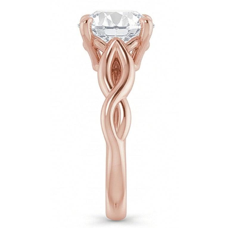 natural round diamond 2ct ring profile view