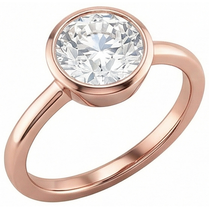 Round Solitaire Ring Old Mine Cut Genuine Natural Earth Mined Diamond Bezel Set 1 Carat Gold 14K