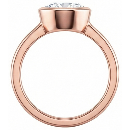 Round Solitaire Ring Old Mine Cut Genuine Natural Earth Mined Diamond Bezel Set 1 Carat Gold 14K
