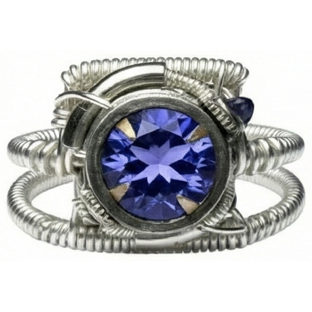 Natural Real ( Not Lab Grown )  Round Tanzanite Aaa Antique Style White Gold Ring 2 Carat